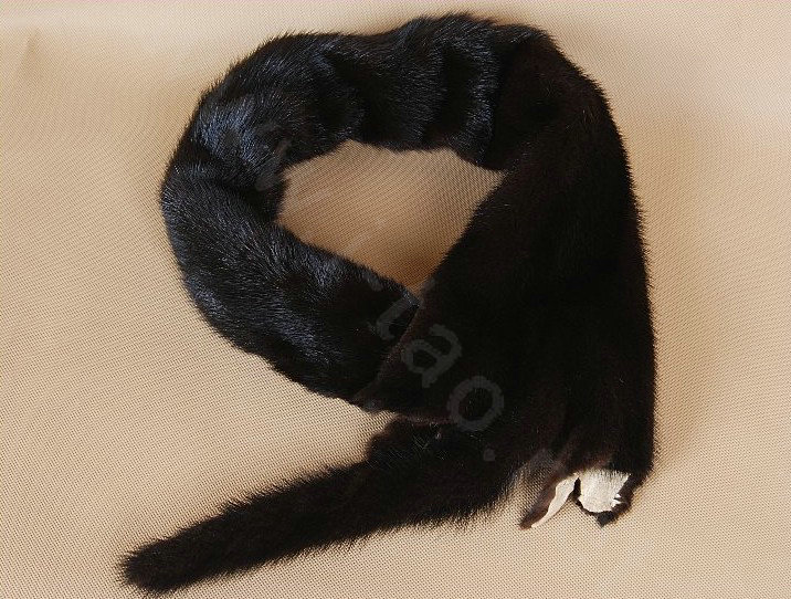 Mink fur scarf fashion Women Whole mink fur shawl winter warm tippet neck wrap - Coffee
