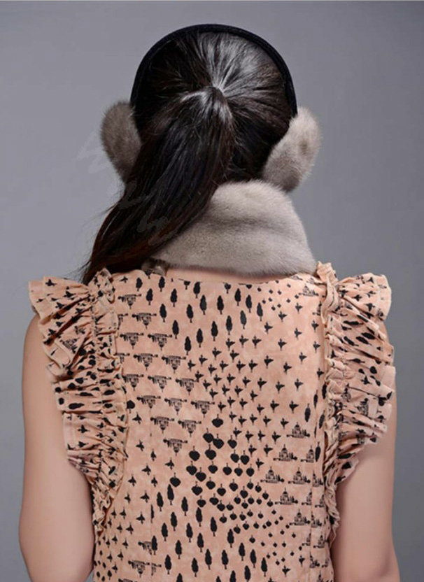 Mink fur scarf fashion Women Whole mink fur shawl winter warm tippet neck wrap - Grey