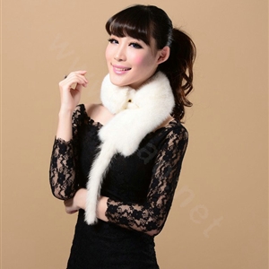 Mink fur scarf fashion Women Whole mink fur shawl winter warm tippet neck wrap - White