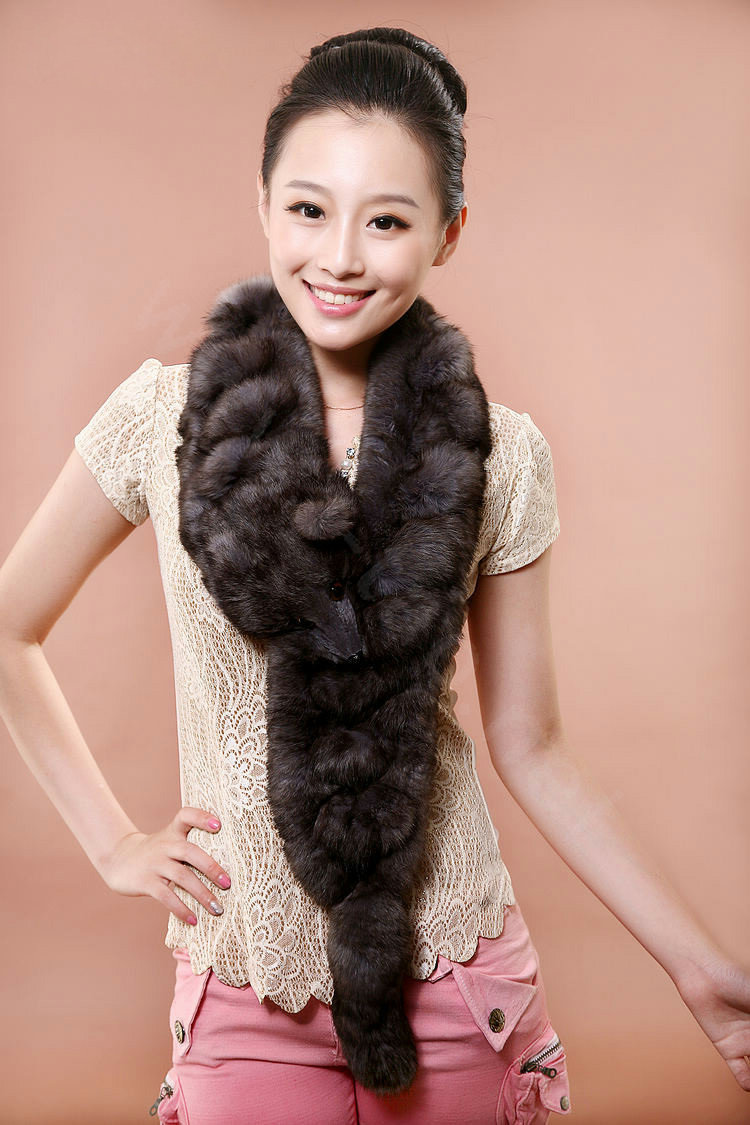 Rex rabbit fur scarf fashion women Imitation whole fox fur shawl warm tippet neck wrap - Grey