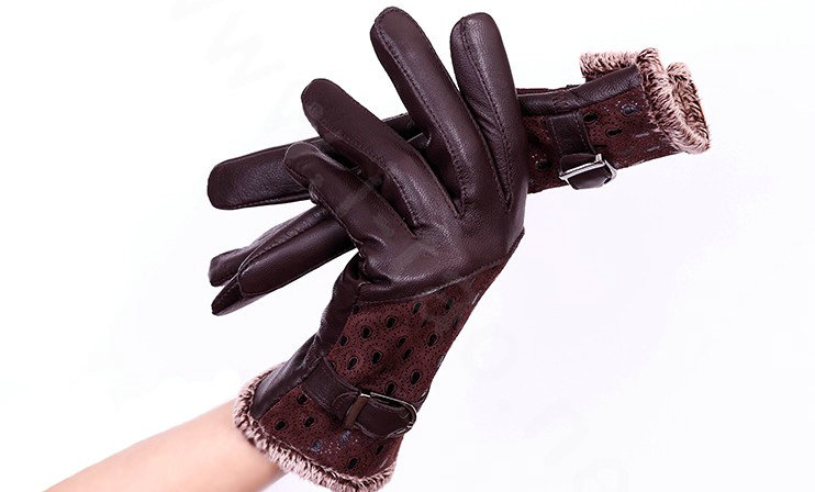 Women Winter Genuine leather Lambskin Fur Gloves Warm Lined Mittens Size XL - Coffee