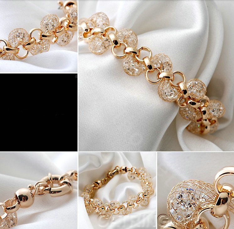 18k Rose Gold Plated Bracelets Bangles for Women champagne gold wire Zircon Crystal Jewelry