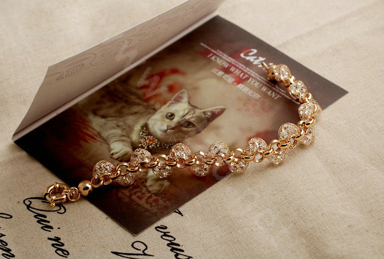 18k Rose Gold Plated Bracelets Bangles for Women champagne gold wire Zircon Crystal Jewelry