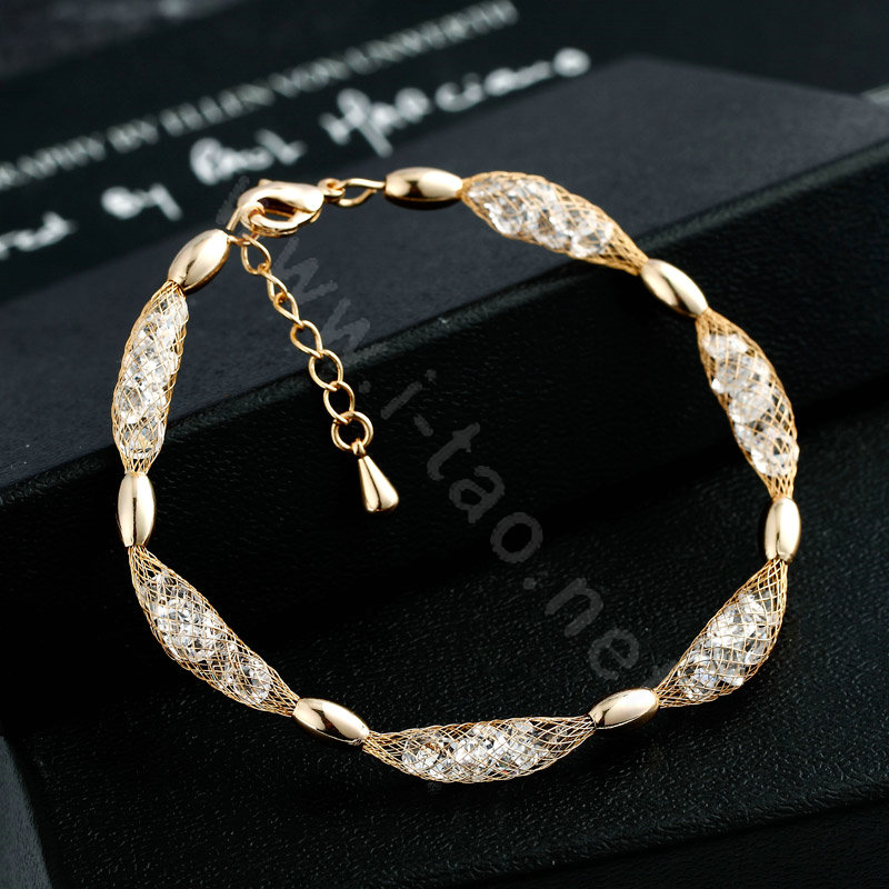 18k Rose Gold Plated Bracelets Bangles for Women gold wire Zircon Crystal Luxury Jewelry