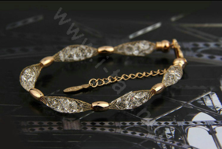 18k Rose Gold Plated Bracelets Bangles for Women gold wire Zircon Crystal Luxury Jewelry