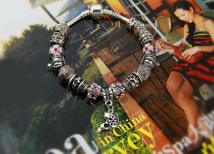925 Silver Charm Bracelets for Women Flower fish Crystal Murano Glass Beads Jewelry