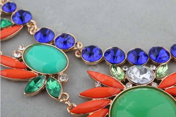Exaggeration Women Choker Colored Gem Sunflower Crystal GP Bib Pendant Necklace Jewelry