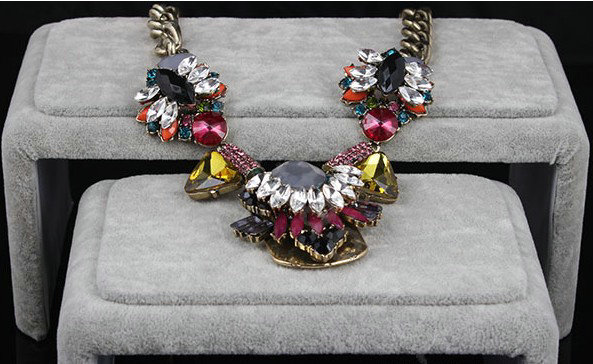 Exaggeration Women Choker Crystal Gem GP Sunflower Bib Necklace Jewelry - Multicolor