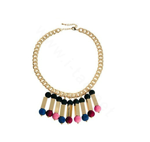 Exaggeration Women Choker Retro Pompons Alloy Gold Plated Bib Necklace Jewelry
