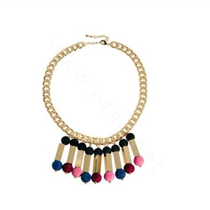 Exaggeration Women Choker Retro Pompons Alloy Gold Plated Bib Necklace Jewelry