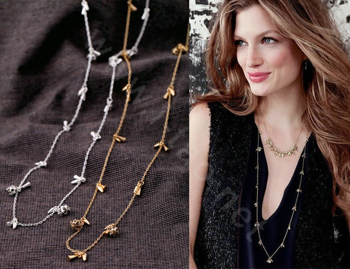 Fashion Punk Rivet crystal ball Pendant Choker long Bib Statement Necklace Women Jewelry - Gold