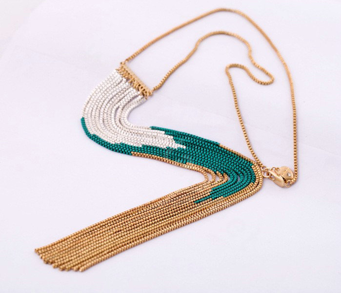 Fashion Retro Punk long Tassel Pendant Choker Gold Chain Statement Necklace Women Jewelry