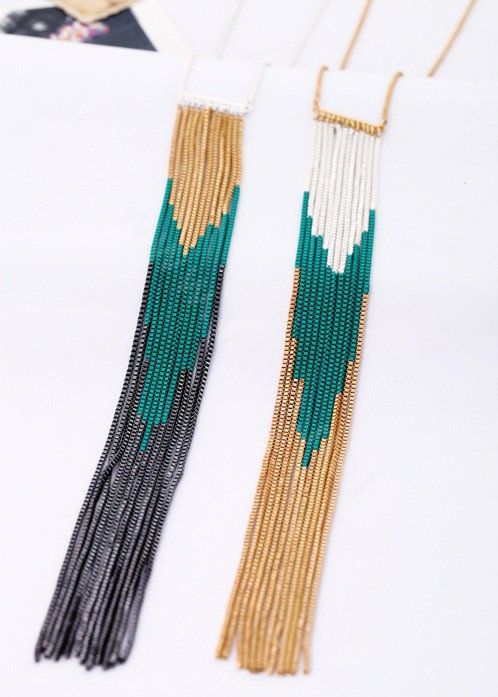 Fashion Retro Punk long Tassel Pendant Choker Gold Chain Statement Necklace Women Jewelry