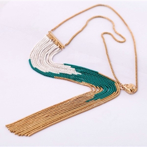 Fashion Retro Punk long Tassel Pendant Choker Gold Chain Statement Necklace Women Jewelry