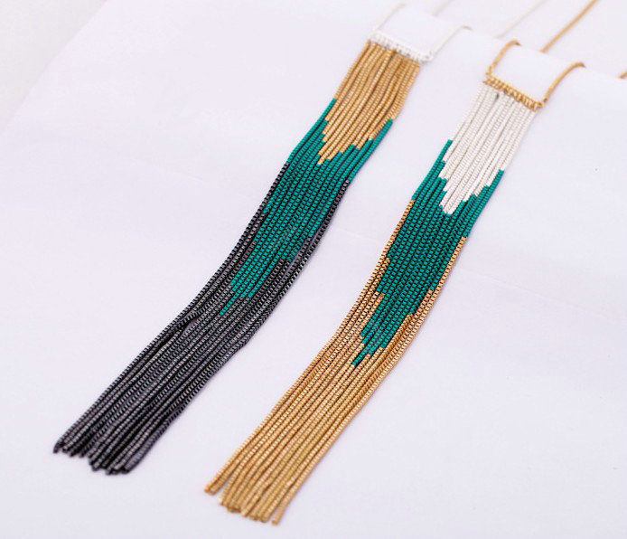 Fashion Retro Punk long Tassel Pendant Choker Silver Chain Statement Necklace Women Jewelry