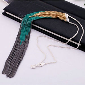 Fashion Retro Punk long Tassel Pendant Choker Silver Chain Statement Necklace Women Jewelry