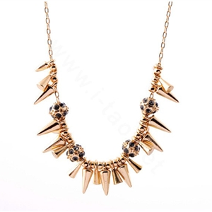 Fashion Unique Punk Rivet Alloy Pendant Choker Bib Statement Necklace Women Jewelry - Gold