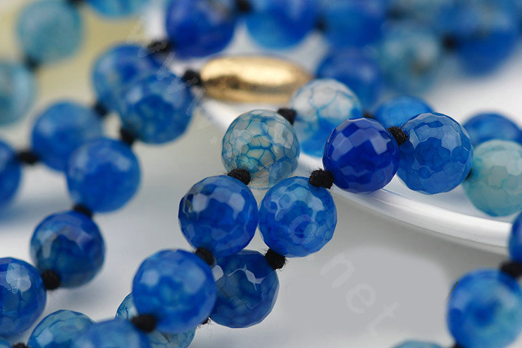 Fashion Women Luxury Choker Sweater chain Natural Gems Beads long Necklace Jewelry - Blue