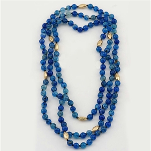 Fashion Women Luxury Choker Sweater chain Natural Gems Beads long Necklace Jewelry - Blue