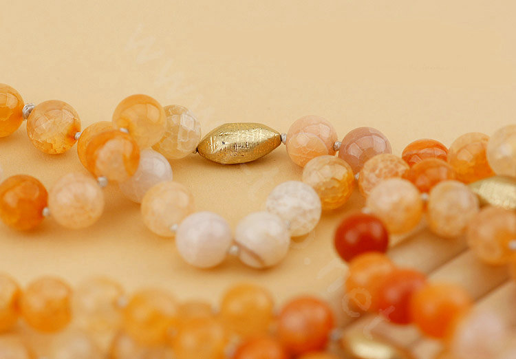 Fashion Women Luxury Choker Sweater chain Natural Gems Beads long Necklace Jewelry - Orange