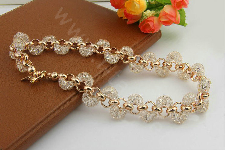 Luxury 18k Rose Gold Chain Necklace Champagne Wire Crystal Zircon Necklace Female Fashion Jewelry
