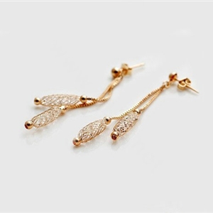 Luxury 18k Rose Gold Plated Drop Earrings Champagne Wire Zircon Crystal Female Fashion Jewelry
