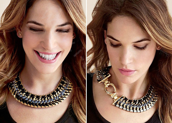 Luxury Crystal Alloy handwoven Pendant Choker Bib Statement Necklace Women Jewelry - Black