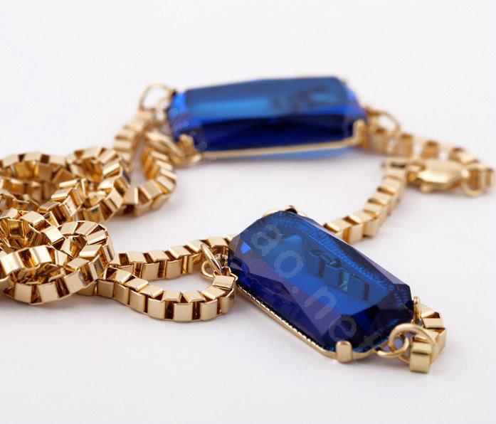 Luxury Crystal Flower Pendant Alloy Choker Bib Statement Necklace Women Jewelry - Blue