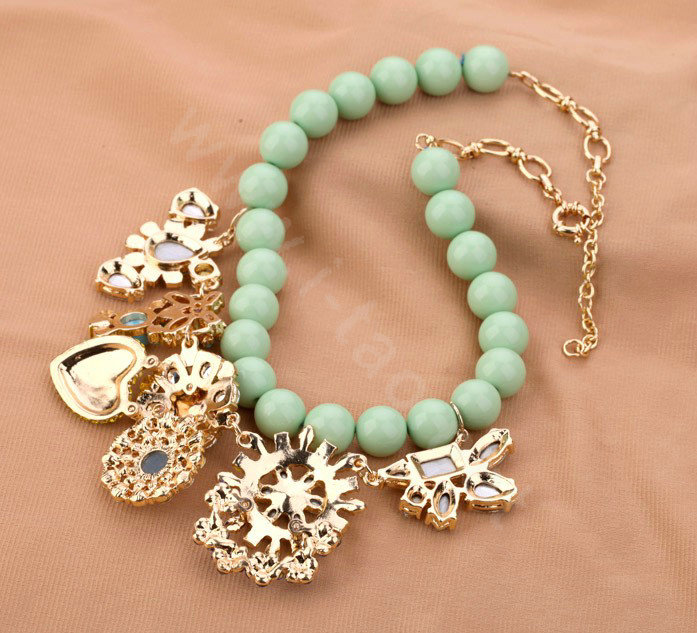 Luxury Crystal Gemstone Flower Pendant Choker Bib Statement Necklace Women Jewelry - Multicolor