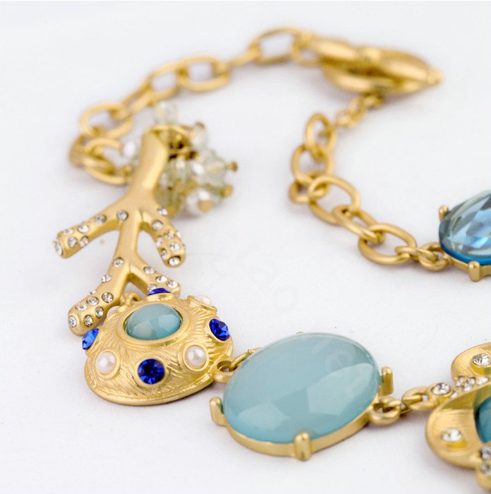 Luxury Crystal Gemstone Pearl Flower Pendant Choker Bib Statement Necklace Women Jewelry