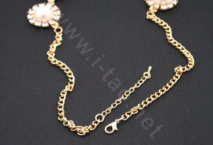 Luxury Crystal Gemstone Pendant Sun flowers Choker Bib Statement Necklace Women Jewelry - Beige