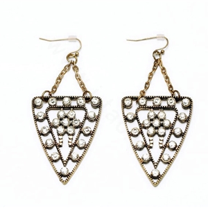 Luxury Crystal Retro punk triangle drop Earrings Gold Plated Women Fashion Jewelry