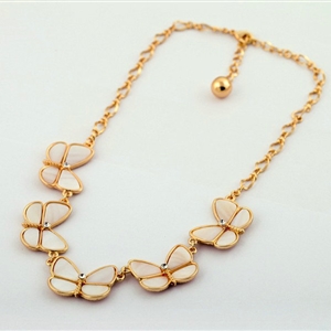 Luxury Crystal Shell Butterfly Pendant Choker Bib Statement Necklace Women Jewelry - White