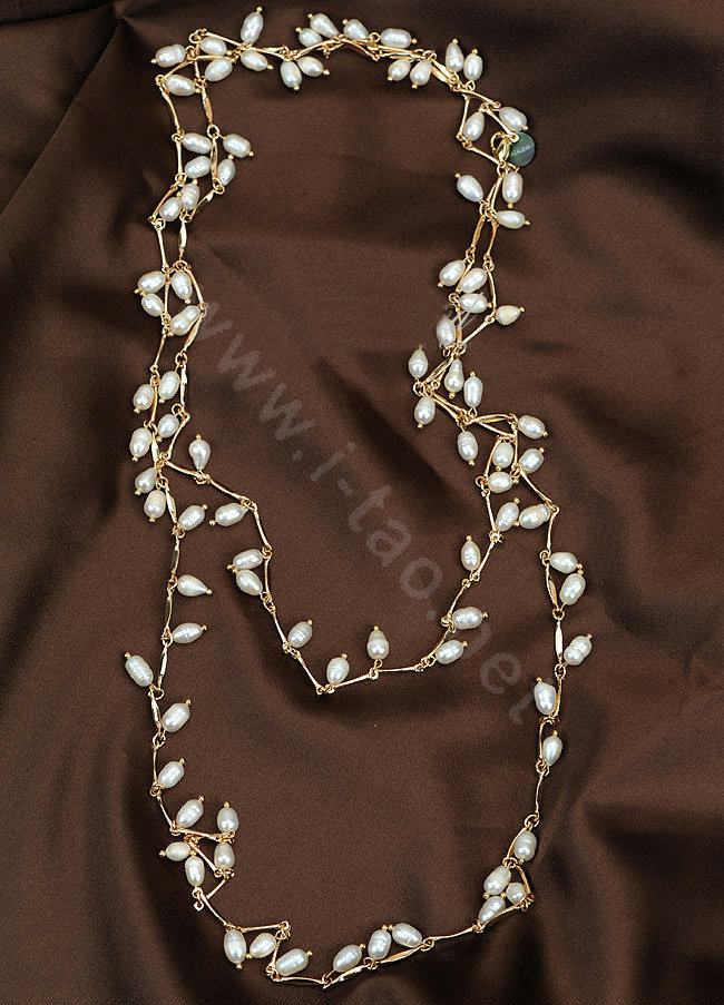 Luxury Fashion Women Choker Sweater chain Natural Pearl long Necklace Jewelry - White