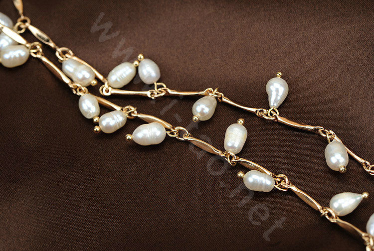 Luxury Fashion Women Choker Sweater chain Natural Pearl long Necklace Jewelry - White