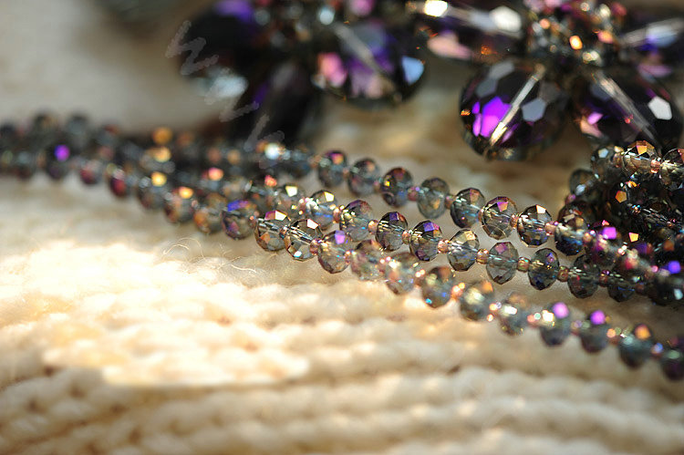 Luxury Fashion Women Choker Sweater chain bead Crystal Flower long Necklace Jewelry - Purple
