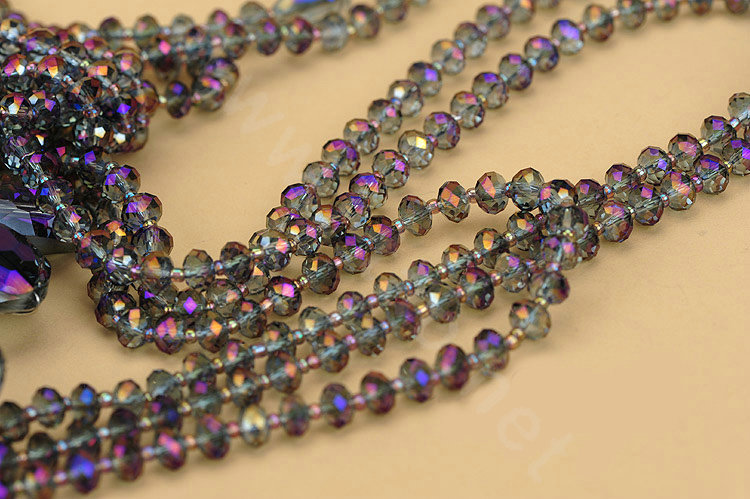 Luxury Fashion Women Choker Sweater chain bead Crystal Flower long Necklace Jewelry - Purple