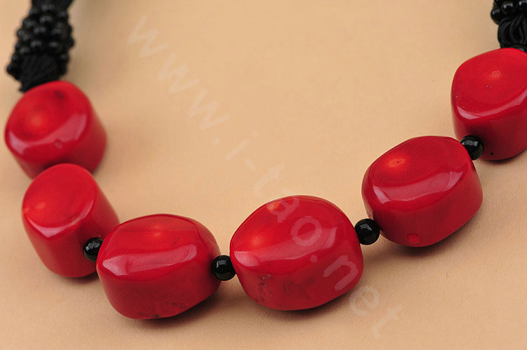 Luxury Fashion Women Exaggeration Choker Artificial coral Bib Necklace Jewelry - Red