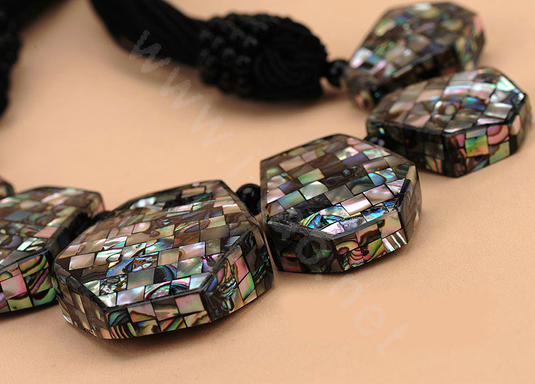 Luxury Fashion Women Exaggeration Choker Bead Natural Shell Bib Necklace Jewelry - Black