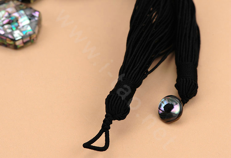 Luxury Fashion Women Exaggeration Choker Bead Natural Shell Bib Necklace Jewelry - Black