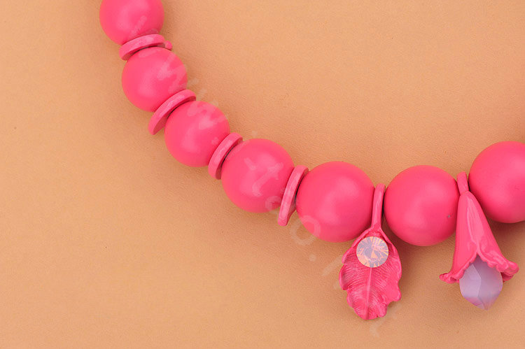Luxury Fashion Women Exaggeration Choker Crystal Flower Sweet Bib Necklace Jewelry - Pink