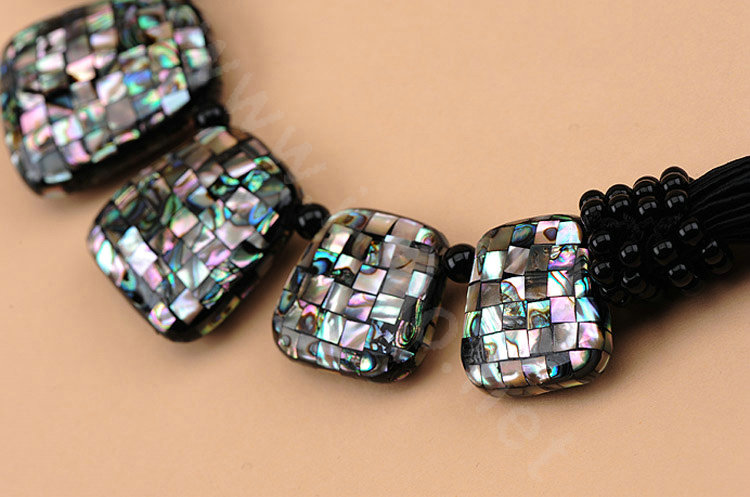 Luxury Fashion Women Exaggeration Choker Natural Shell Bib Necklace Jewelry - Black
