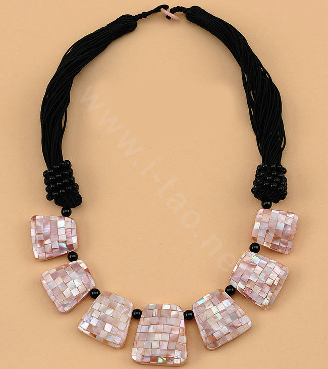 Luxury Fashion Women Exaggeration Choker Natural Shell Bib Necklace Jewelry - Pink