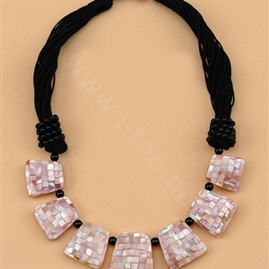 Luxury Fashion Women Exaggeration Choker Natural Shell Bib Necklace Jewelry - Pink
