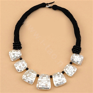 Luxury Fashion Women Exaggeration Choker Natural Shell Bib Necklace Jewelry - White