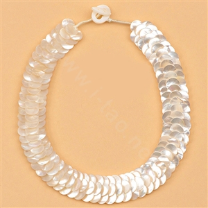 Luxury Fashion Women Exaggeration Choker Natural Shell Slice Bib Necklace Jewelry - White
