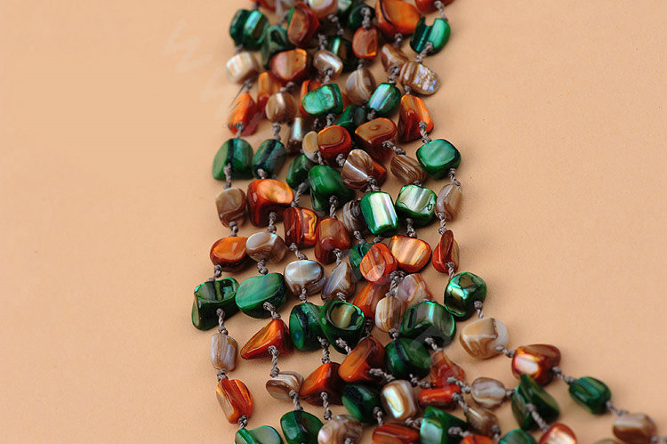 Luxury Fashion Women Exaggeration Choker Natural Shell multilayer Bib Necklace Jewelry - Green