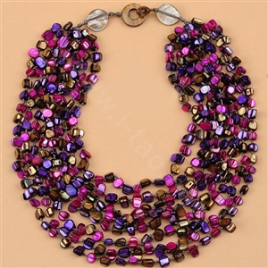 Luxury Fashion Women Exaggeration Choker Natural Shell multilayer Bib Necklace Jewelry - Purple