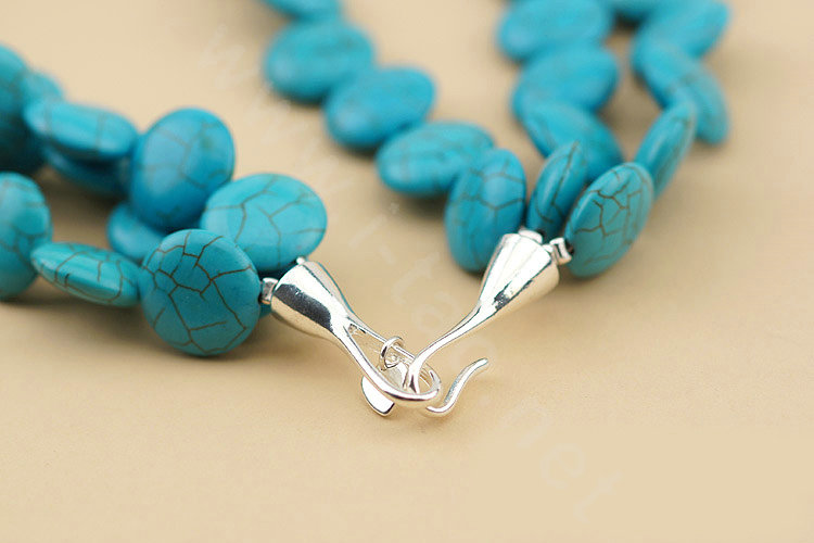Luxury Fashion Women Exaggeration Choker Turquoise Gems multilayer Bib Necklace Jewelry - Blue