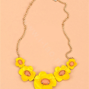 Luxury Simple Women Choker Gems Flower Bib Necklace Jewelry Gold plated - Yellow